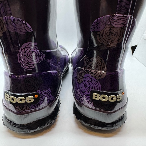 Bogs Women's Rosey Tall Rain Boots in plum multi Size 7 - Picture 8 of 10